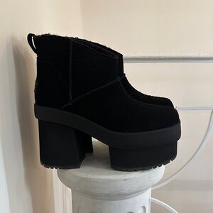 UGG Black Suede Platform Ankle Booties